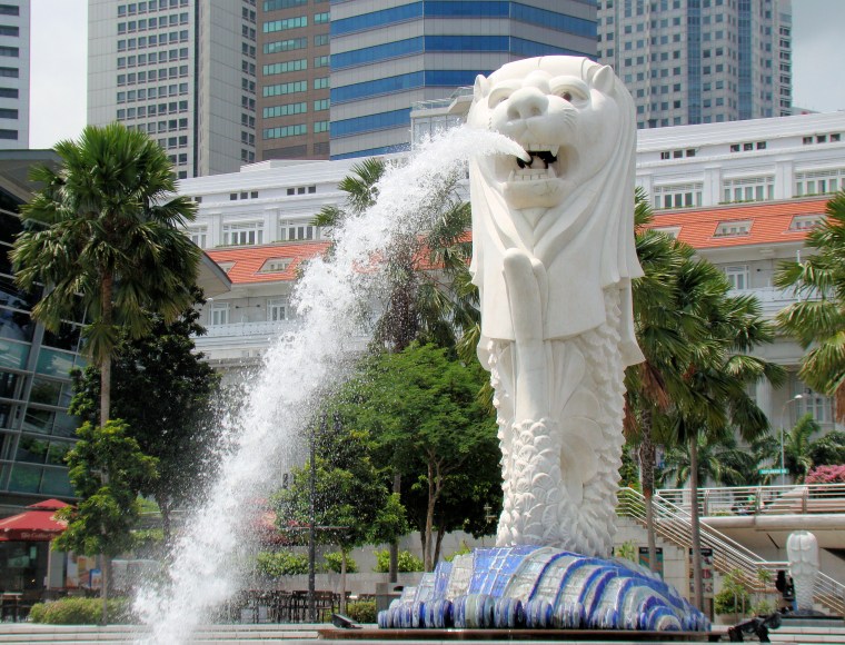 The Merlion, popular with tourists in Singapore