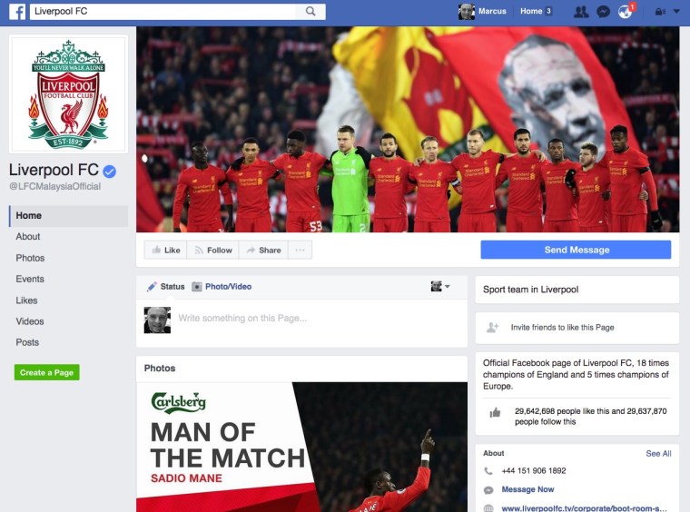 Any reference to Malaysia Airlines on the Liverpool Facebook page?